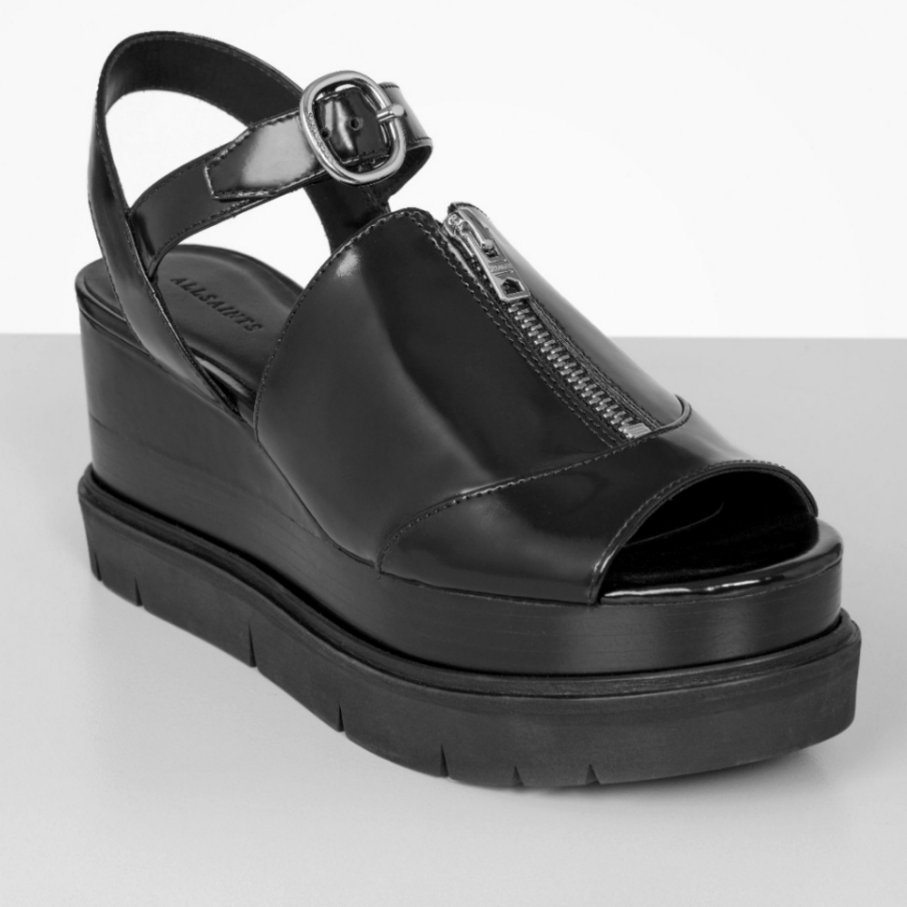 All saints gino black platform shoes size 7.5
